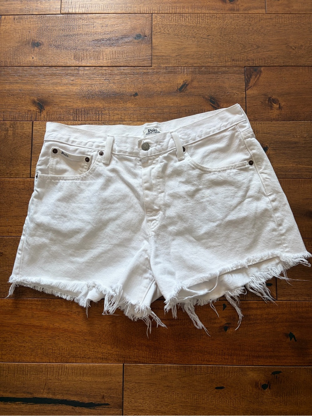 Polo Ralph Lauren Women's Shorts The Crosby Relaxed White Denim 100% Cotton 30